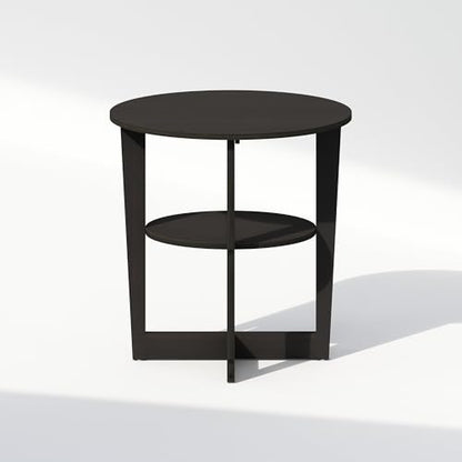 Furinno Tidur 2-Tier Oval Night Stand, Black Nightstand with Round Edge Tabletop, Open Shelf Bedside Table, End Table, Side Table, for Bedroom, Living Room, Black Walnut - color: Black Walnut, size: Oval Open Shelf
