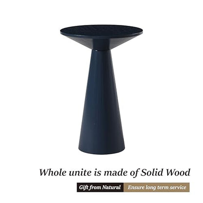 COZAYH Small Pedestal End Table Round Farmhouse Martini Table Wood Plant Stand Rustic Drink Table for Small Space Living Room, Dark Blue - color: Dark Blue