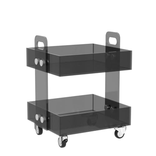 ONELUX (Flat Packed) Original Acrylic Side Table,Clear Table with Wheels,Acrylic Bedside Tables/Night Stand - 41×34×48H CM - size: 13.4 in x 16.1 in x 18.9 in