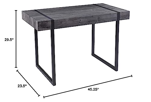 SEI Furniture - Harkriven Small Space Desk - Transitional Design, Black Iron and Wood - Ideal for Home Office, Bedroom (HO1094537)