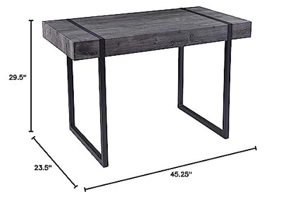 SEI Furniture - Harkriven Small Space Desk - Transitional Design, Black Iron and Wood - Ideal for Home Office, Bedroom (HO1094537)