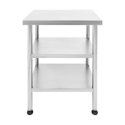 18"x24"x35" 3-Tier Industrial Work Table, Heavy Duty Stainless Steel Workstation with Adjustable Shelves, 350 lbs Top Load, 4 Swivel Casters and Leveling Feet for Restaurant or Home Use - size: 18 X 24 X 35 Inches