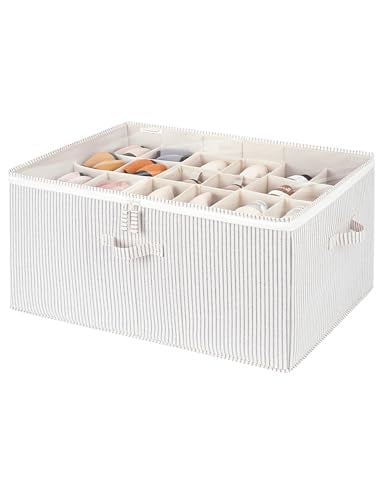 StorageWorks Shoe Organizer for Closet, Fits up to 24 Pairs, Shoe Cubby Storage Containers with Adjustable Dividers and Clear Cover, Khaki and Beige Stripes - color: Gray and White Stripes, size: Large