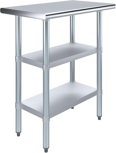 Stainless Steel Work Table with Double Undershelf | Heavy Duty Prep Table | NSF Certified | Commercial Kitchen, Restaurant, Utility Room (18 x 30) - size: 18x30