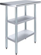 Stainless Steel Work Table with Double Undershelf | Heavy Duty Prep Table | NSF Certified | Commercial Kitchen, Restaurant, Utility Room (18 x 30) - size: 18x30
