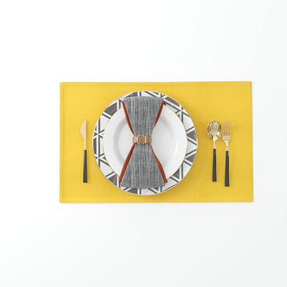 4 Piece Soft Handmade Faux Linen Place Mats Heat Resistant Dining Table Place Mats Kitchen Table Mats 12x18 Yellow - color: Yellow, size: Rectangular Placemats 12" x 18"