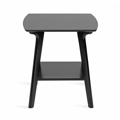 Kate and Laurel Louena Mid-Century Rectangle Wood Side Table, 22 x 20 x 24, Black, Modern Decorative Two-Tier End Table for Use as a Bedroom Nightstand or Apartment Living Room Accent