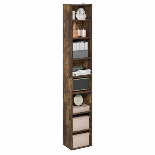 8-Tier Bookshelf, Bookcase, Book Shelf with Open Shelf, 9.3 x 11.8 x 70.9, for Home Office, Living Room, Bedroom, Amber Pine - color: Amber Pine, size: 8 Tier