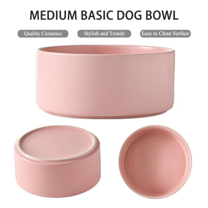6'' Ceramic Raised Dog Bowl - 30Oz Dog Food & Water Bowl with Elevated Non-Slip Bamboo Stand, Dishwasher & Microwave Safe, Anti Vomiting Heavy Duty Pet Bowl for Small and Medium Dogs, Pink - color: 1 x Bowl + Stand - Pink, size: 6 inch