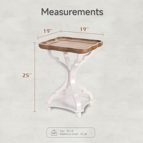 COZAYH Rustic Wooden Accent Tray Top Nightstand Side Table, White Legs - size: 1-Pack End Table