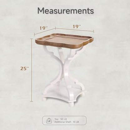 COZAYH Rustic Wooden Accent Tray Top Nightstand Side Table, White Legs - size: 1-Pack End Table