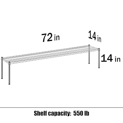14" Deep x 72" Wide x 14" Height Wire Shelving Kit | 1-Tier | NSF Commercial Storage Rack Unit - size: 14" Deep x 72" Wide