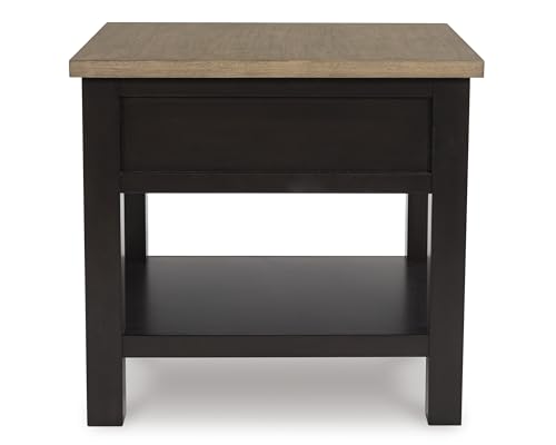 Signature Design by Ashley Drazmine Casual End Table with 1 Lower Shelf, Light Brown & Black - color: Light Brown & Black