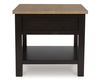 Signature Design by Ashley Drazmine Casual End Table with 1 Lower Shelf, Light Brown & Black - color: Light Brown & Black