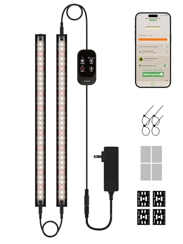 GLOWRIUM Smart Grow Lights for Indoor Plants with APP, Full Spectrum Grow Lights for Seed Starting, G6 Plant Light Strip with auto Timer, 3 Angle dimming Levels for Plant Shelf, 2-Pack (Black, 16W) - color: Black, size: 2 Pack