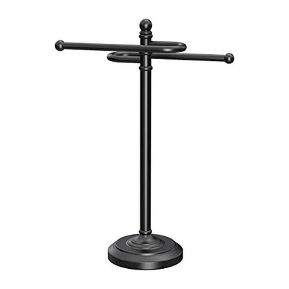 Gatco 1546MX Modern Round Base Freestanding Countertop S Style Towel Holder, Matte Black / 14.25" H x 8" W S-Shape Countertop Towel Rack/Hand Towel Holder for Bathroom, Kitchen - color: Matte Black