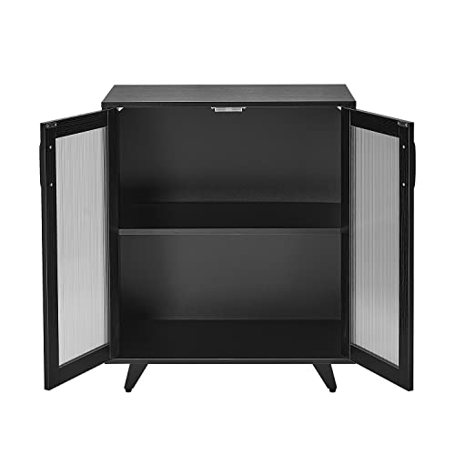 Panana Kitchen Buffet Server Table Accent Sideboard Cupboard Server Buffet Console Table with Doors Cabinet(27inch, Black) - color: Black, size: 27inch