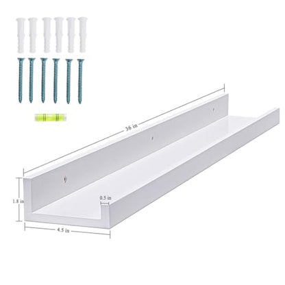 AZSKY 36 Inch Picture Ledge Shelf Floating Shelves Wall Mounted Set of 2 White - color: White, size: 36in set 2