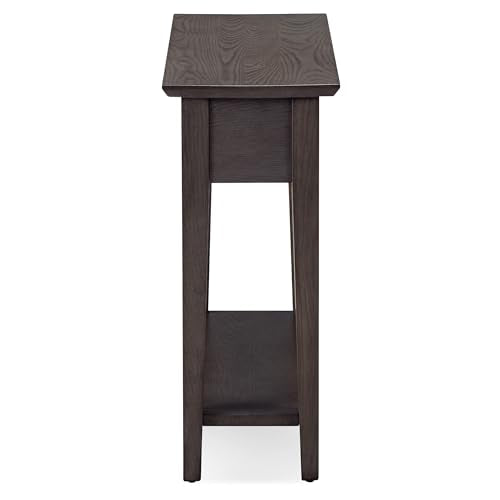 Leick Home 10071-GR One Drawer Chairside/Recliner End Table with Shelf, Smoke Gray - color: Smoke Gray
