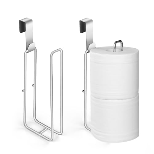 Bathroom Toilet Paper Roll Holder for 2 Roll Tissue, Brushed Nickel,Over The Tank Toilet Paper Holder,Self Adhesive Wall Mount,Stainless Steel Toilet Paper Holder Storage 2pcs - color: J:hold 2 Rolls Tissue(2pcs,silver)