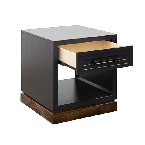 Bridgevine Home 22" Side Table with Drawer and Lower Shelf, Two-Tone Finish | Fully assembled side table with a drawer and lower shelf; compact two-tone design adds storage beside sofas and chairs.