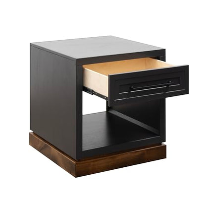 Bridgevine Home 22" Side Table with Drawer and Lower Shelf, Two-Tone Finish | Fully assembled side table with a drawer and lower shelf; compact two-tone design adds storage beside sofas and chairs.