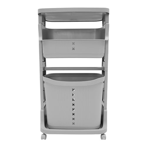 Laundry Basket, Laundry Basket Organizer Sorter Clothes Storage Organizer Shelf Rolling Cart with 4 Wheels, Laundry Hamper Basket Sorter Washing Hamper for Kitchens Bathrooms Bedrooms (3 Tier, Grey) - style: 3 Tier, Grey