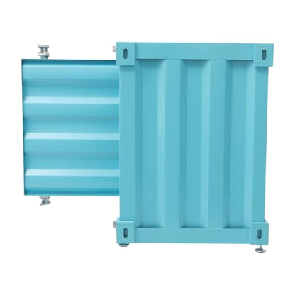 Industrial Style Container Cabinet, Iron Bedside Table with Lock, Shipping Container Style End Table, Wrought Iron Container Side Table for Living Room Bedroom Office (Blue) - color: Blue