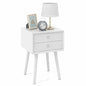 GOFLAME Nightstand with 2 Drawers, Small Wooden Side Table, Mid Century Modern Bedside Table with Storage, Compact End Table for Bedroom, Easy Assembly, White - color: White