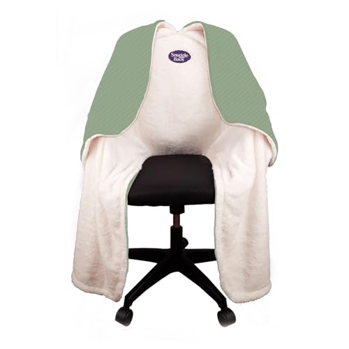 The Original Weighted Office Chair Blanket by SnuggleBack;Cozy Comfy Desk Chair Wrap Attaches for Hands-Free Warmth.Stay Warm In The Winter or Summer.(Sage Fleece) - Weighted by 8Lbs of Clay Beads - color: Weighted Sage Shu Flannel