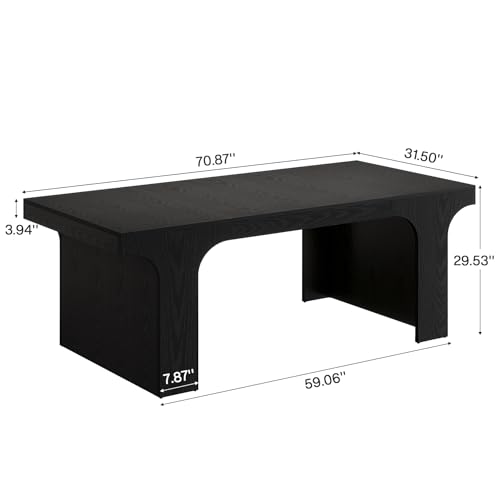 Tribesigns 70.87" Executive Office Desk with Arched Design, Black | Modern Wooden Writing Table, Large Workspace Computer Desk Simple Business Furniture for Home Office, Sturdy Room - color: Black