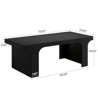 Tribesigns 70.87" Executive Office Desk with Arched Design, Black | Modern Wooden Writing Table, Large Workspace Computer Desk Simple Business Furniture for Home Office, Sturdy Room - color: Black