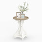 Accent Wood Farmhouse End Table, Round Side Tables, Nightstand Natural Tray Top and Distressed Carved Legs for Bedroom Living Room, White - size: 1-pc, style: Round