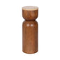 Kate and Laurel Teo Transitional Mango Wood Drink Table, 8 x 8 x 22, Walnut Brown and Natural Travertine, Sculptural Bedroom Nightstand with Unique Pedestal Table Design for Use as Indoor Plant Stand - color: Walnut Brown