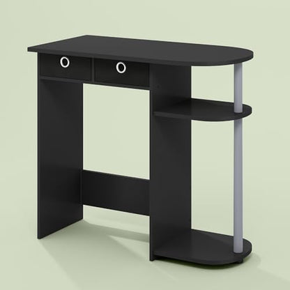 Ipoh Home Computer Desk, 32 Inch Writing Desk, Study Desk with Side Shelves and Bin Storage, for Home Office, Study Room, Black/Grey - color: Black/Grey