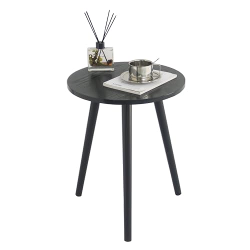 AWASEN Round End Table, Black Side Table Modern Home Decor Small Accent Table for Small Space Living Room, Bedroom and Balcony, Easy Assembly, 19.69''H x 15.7''Dia (Black) - color: Black Walnut