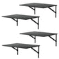 Deep Floating Wall Shelves - 4 Sets of 12 Inch Wide Black Wood Shelves for Bathroom, Bedroom, Kitchen, Living Room - color: Black Shelves