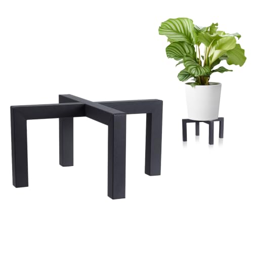 Metal Mid Century Plant Stand Indoor Outdoor, Heavy Duty Single Pot Holder Black Fits 5-10in Pots - size: Fit 2.5-10 Inch Pots