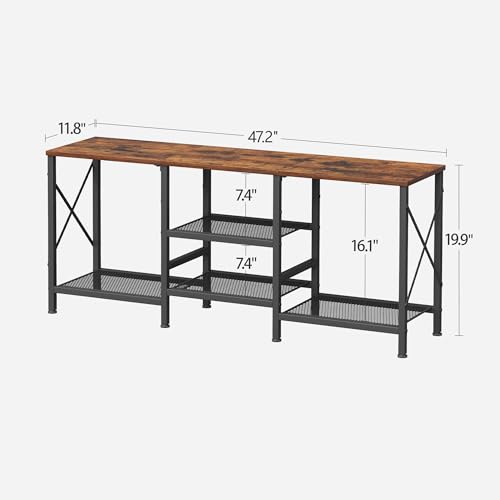 JARHETUN TV Stand for 55 Inch TV, Entertainment Center with 3-Tier Open Shelves, TV Console Table for Living Room, Bedroom, Rustic Brown - color: Rustic Brown