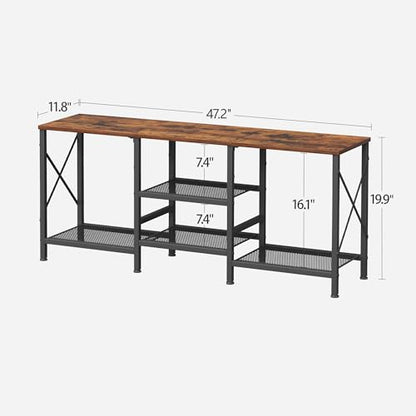 JARHETUN TV Stand for 55 Inch TV, Entertainment Center with 3-Tier Open Shelves, TV Console Table for Living Room, Bedroom, Rustic Brown - color: Rustic Brown