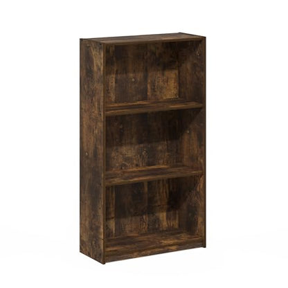 Furinno Basic Book Shelf, 3-Tier Modern Bookshelf, Bookcase with Open Shelves, 9.3 x 21.8 x 39.5, for Living Room, Bedroom, Home Office, Amber Oak - color: Amber Oak, size: 3-Tier