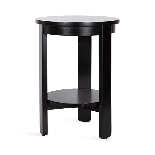 Kate and Laurel Foxford Tiered Round Side Table, 16 x 16 x 23, Black, Transitional Two-Tier Circle Nightstand Table with Storage and Resilient Wood Construction for Bedroom Decor - color: Black, size: 16x16x23