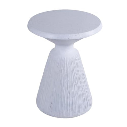Aqua Grey Textured Pedestal Side Table, Modern Round Speckled Accent End Table with Vertical Grain Conical Base, Small Drink Nightstand for Living Room Bedroom Small Home Decor