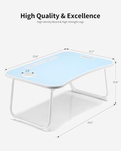 Foldable Lap Desk, Laptop Bed Desk, Portable Lap Table, Laptop Bed Table with Cup Holder & Tablet Slot & Lifting Handle for Working Writing Drawing & Eating - Blue - color: Blue