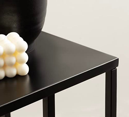 Kate and Laurel Lockhardt Metal Minimal C-Table for Bedroom or Living Room; Black; 19 x 13 x 27; Modern Narrow Side Table for Small Spaces and Bedroom Accent Piece