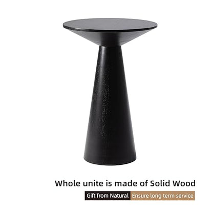COZAYH Farmhouse Pedestal Small End Table Round Martini Table Wood Plant Stand Rustic Drink Table for Small Space Living Room, Bedroom, Black - color: Balck