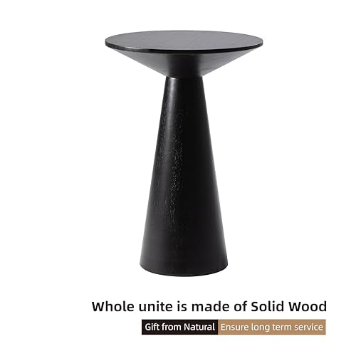 COZAYH Farmhouse Pedestal Small End Table Round Martini Table Wood Plant Stand Rustic Drink Table for Small Space Living Room, Bedroom, Black - color: Balck