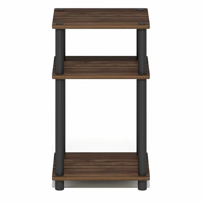Furinno Turn-N-Tube 3-Tier Toolless Side Table, Narrow Printer Stand with Open Shelf, End Table, Night Stand, for Living Room, Bedroom, Brown Walnut - color: Brown Walnut/Black