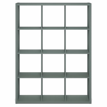 Furinno Cubicle Book Shelf, 12-Cube Bookshelf, Extra Thick Frame Reversible Bookcase with Open Back, 14.6" x 44" x 58", for Living Room, Bedroom, Home Office, Sage Green - color: Sage Green, size: 12-Cube