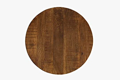 Jofran Global Archive Solid Mango Wood Hand Carved Pedestal Dining Table, Vintage Side Table, 30L X 30W X 30H, Brown